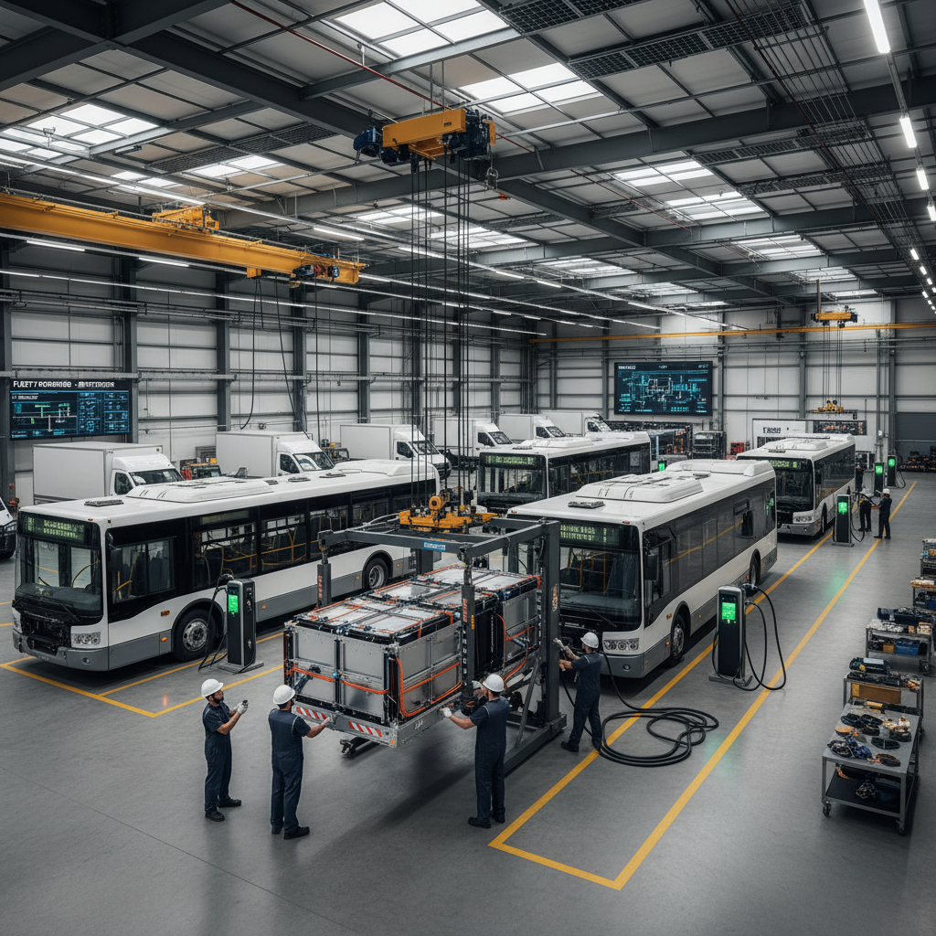 Bus depot with battery swapping infrastructure